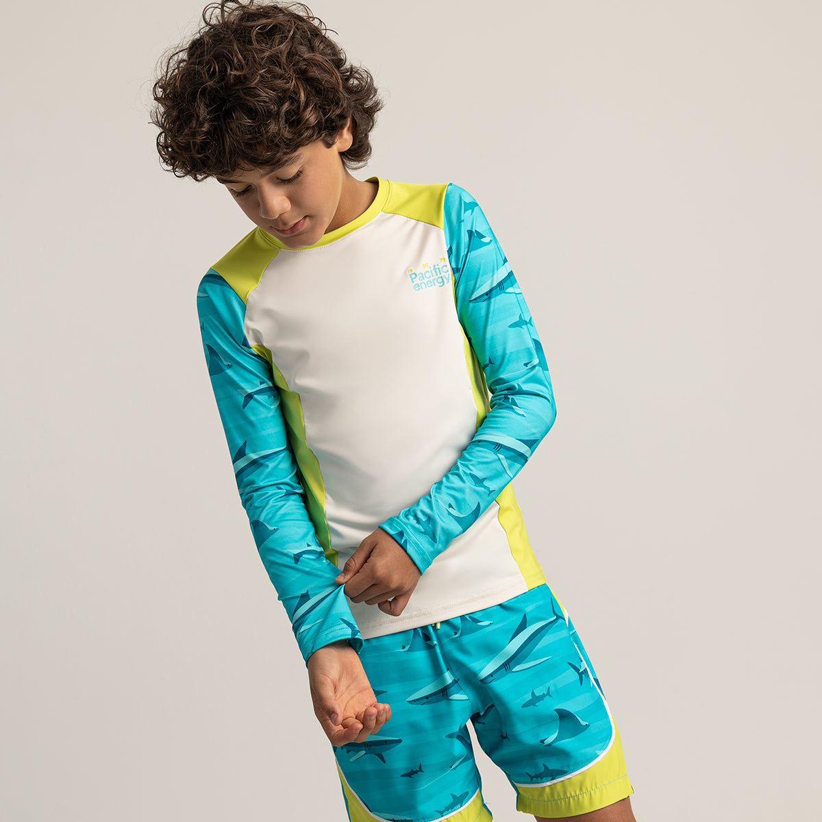 Long-sleeved T-shirt/ yellow and blue