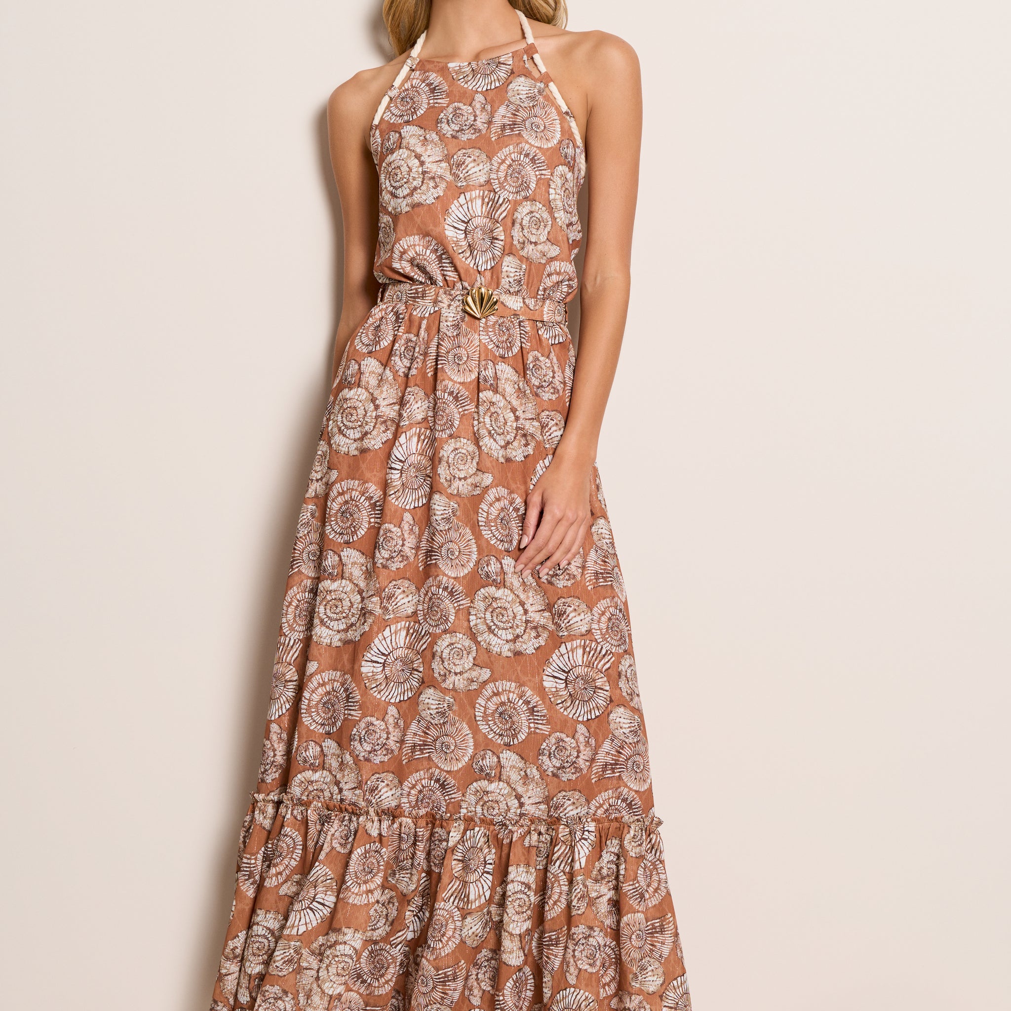 HIGH NECK HALTER MAXI DRESS