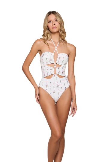HALTER LACE UP ONE PIECE