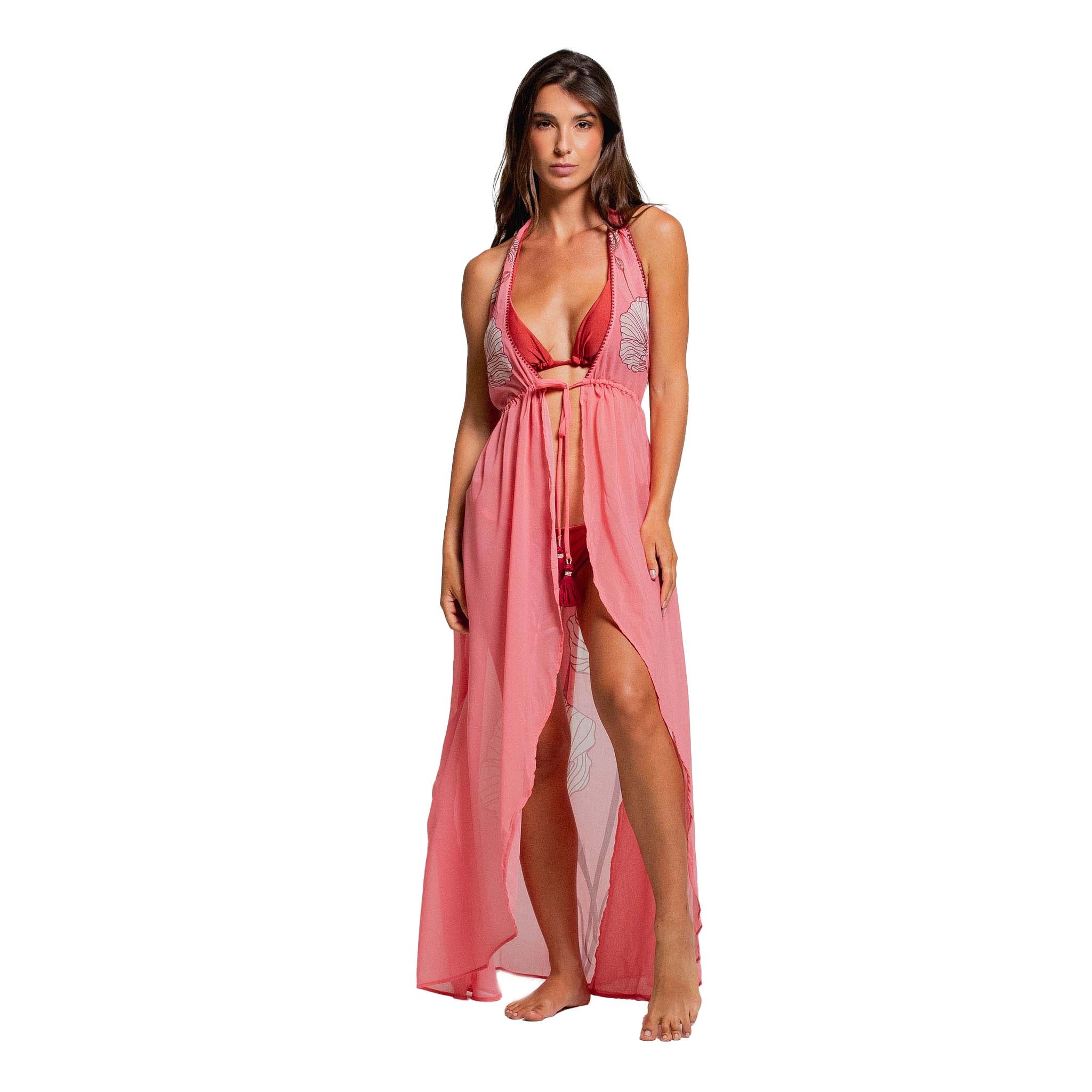 HALTER TIE FRONT LONG DRESS