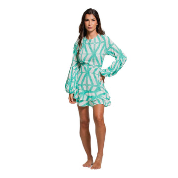 LONG SLEEVE OPEN BACK SHORT DRESS